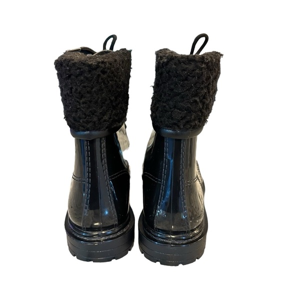 Kenneth Cole Reaction | Black Rain Lace Up Cozy Lug Sole Rain Boots Size 9 - Picture 4 of 14